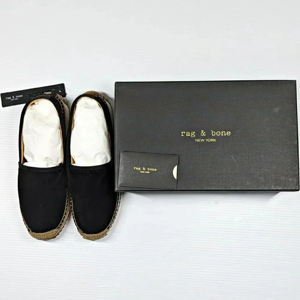 Rag & Bone Women's Espadrille Runner Black Suede Flats Size 40 EU (MSRP $295)